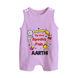 First Ayudha Puja Special Romper Suit | Custom Baby Outfit for Navratri Celebration - LILAC - 0 - 5 Months Old (Chest 18")