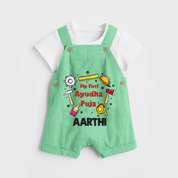 My First Ayudha Puja Tools Dungaree - GREEN - 0 - 5 Months Old (Chest 18")