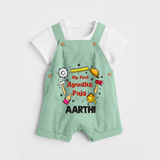 First Ayudha Puja Special Dungaree Set | Custom Baby Outfit for Navratri Celebration - MINT GREEN - 0 - 5 Months Old (Chest 18")