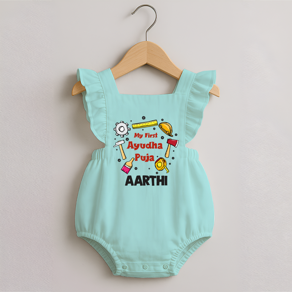 My First Ayudha Puja Tools Romper Frock - MINT GREEN - 0 - 3 Months Old (Chest 19")