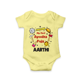 My First Ayudha Puja Tools Romper - PASTEL YELLOW - New Born (Chest 14")