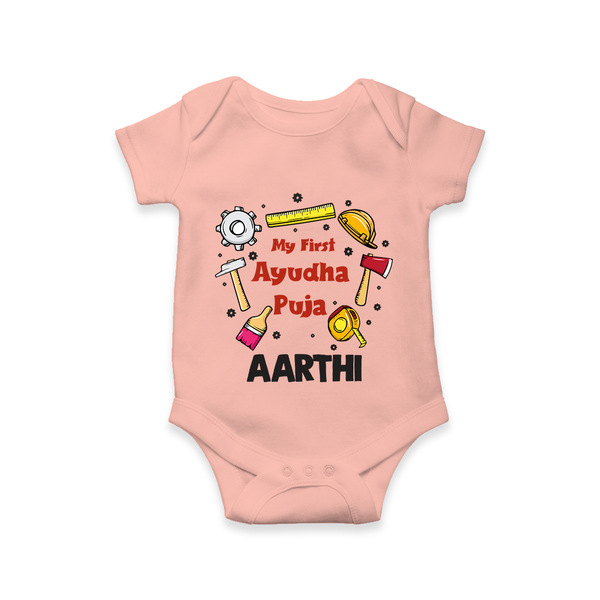 My First Ayudha Puja Tools Romper - PEACH - New Born (Chest 14")