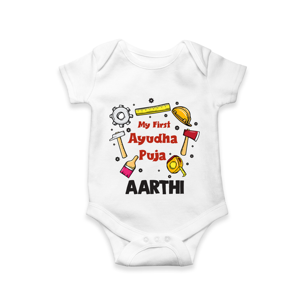 My First Ayudha Puja Tools Romper - WHITE - New Born (Chest 14")