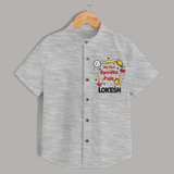 First Ayudha Puja Special Shirt | Custom Baby Outfit for Navratri Celebration - GREY - 0 - 6 Months Old (Chest 23")