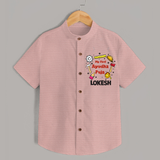 First Ayudha Puja Special Shirt | Custom Baby Outfit for Navratri Celebration - PEACH - 0 - 6 Months Old (Chest 23")