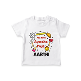 First Ayudha Puja Special T-Shirt | Custom Baby Outfit for Navratri Celebration - WHITE - 0-5 Months Old (Chest 17")