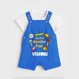 First Ayudha Puja Special Dungaree Set | Custom Baby Outfit for Navratri Celebration - COBALT BLUE - 0 - 5 Months Old (Chest 18")