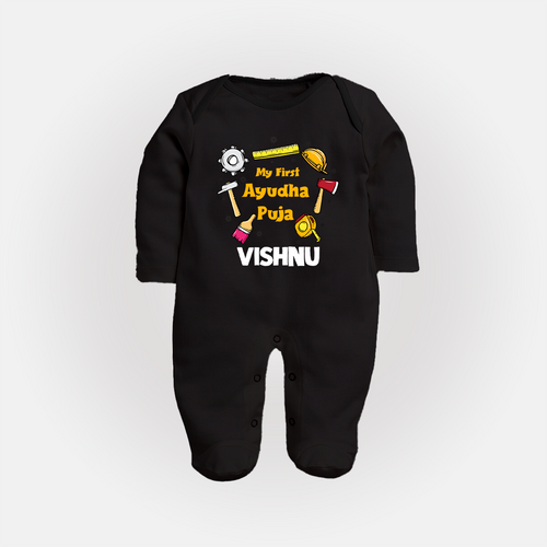 First Ayudha Puja Special Sleep Suit | Custom Baby Outfit for Navratri Celebration
