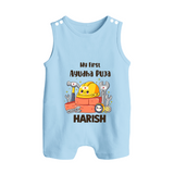My First Ayudha Puja Workshop Button Romper - BABY BLUE - New Born (Chest 18")