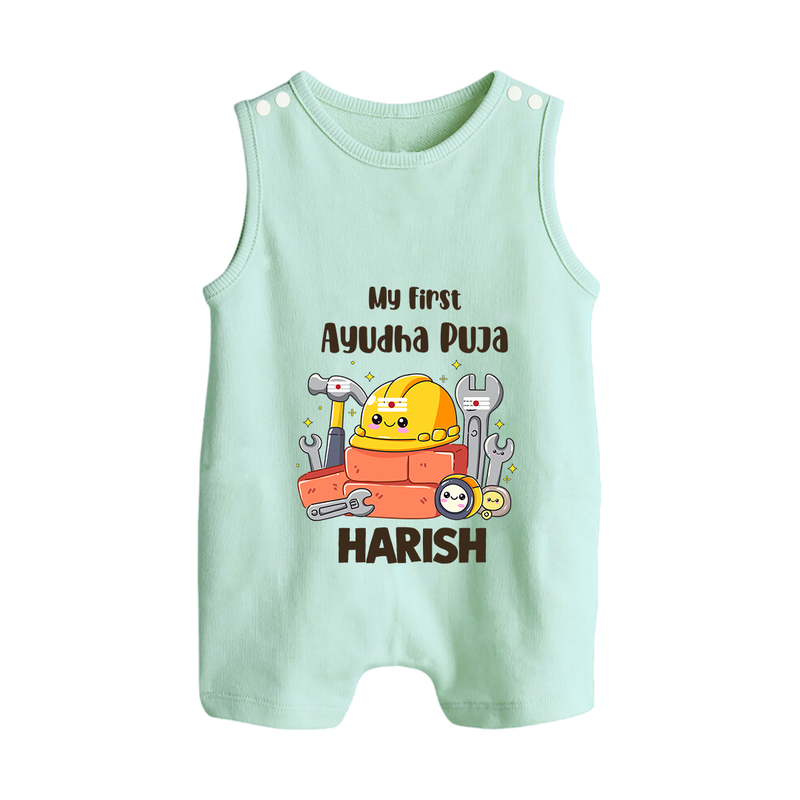 Baby's First Ayudha Puja Romper Suit | Custom Festival Outfit for Little Ones - MINT GREEN - 0 - 5 Months Old (Chest 18")