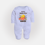 Baby's First Ayudha Puja Sleep Suit | Custom Festival Outfit for Little Ones - BABY BLUE - New Born (Chest 7.5")