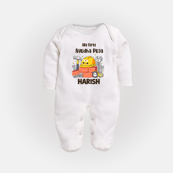 My First Ayudha Puja Workshop Full Body Suit - WHITE - New Born (Chest 7.5")