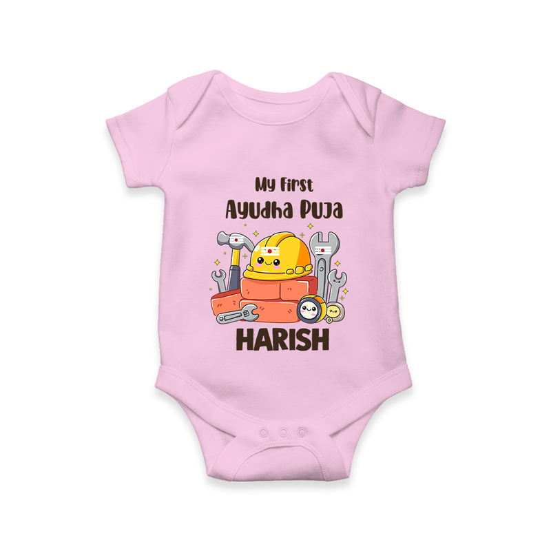 Baby's First Ayudha Puja Romper | Custom Festival Outfit for Little Ones - BABY PINK - New Born (Chest 14")