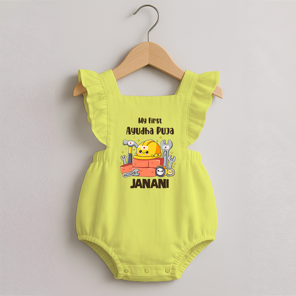 My First Ayudha Puja Workshop Romper Frock - PASTEL YELLOW - 0 - 3 Months Old (Chest 19")