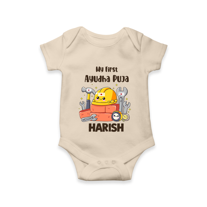 Baby's First Ayudha Puja Romper | Custom Festival Outfit for Little Ones - IVORY - New Born (Chest 14")