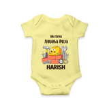 Baby's First Ayudha Puja Romper | Custom Festival Outfit for Little Ones - PASTEL YELLOW - New Born (Chest 14")