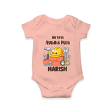 Baby's First Ayudha Puja Romper | Custom Festival Outfit for Little Ones - PEACH - New Born (Chest 14")