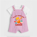 Tiny Festival Star Ayudha Puja Dungaree Set | Personalized Baby Outfit - BABY PINK - 0 - 5 Months Old (Chest 18")