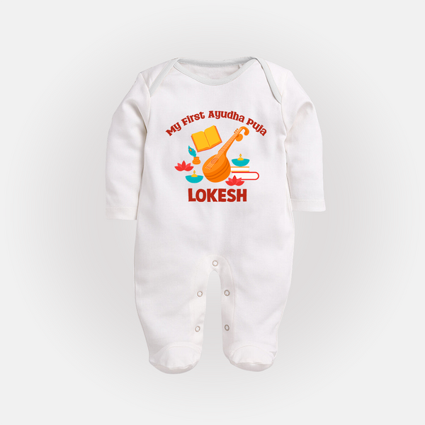 My First Ayudha Puja Melody Full Body Suit - WHITE - New Born (Chest 7.5")