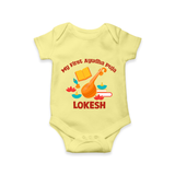 Tiny Festival Star Ayudha Puja Romper | Personalized Baby Outfit - PASTEL YELLOW - New Born (Chest 14")