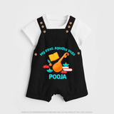 Tiny Festival Star Ayudha Puja Dungaree Set | Personalized Baby Outfit - BLACK - 0 - 5 Months Old (Chest 18")