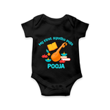 Tiny Festival Star Ayudha Puja Romper | Personalized Baby Outfit - BLACK - New Born (Chest 14")