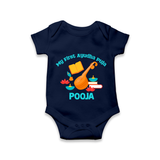 Tiny Festival Star Ayudha Puja Romper | Personalized Baby Outfit - NAVY BLUE - New Born (Chest 14")