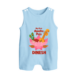 My First Ayudha Puja Divine Blessings Button Romper - BABY BLUE - New Born (Chest 18")