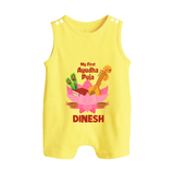 My First Ayudha Puja Divine Blessings Button Romper - PASTEL YELLOW - New Born (Chest 18")