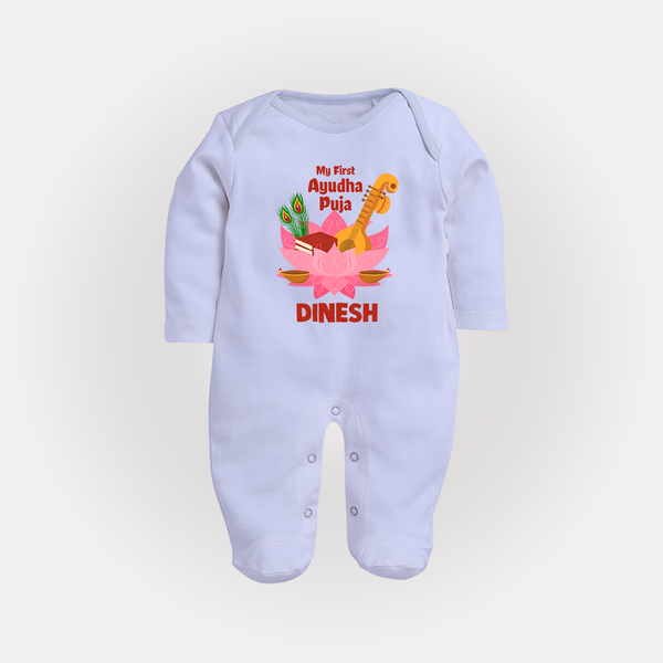 My First Ayudha Puja Divine Blessings Full Body Suit - BABY BLUE - New Born (Chest 7.5")