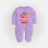 My First Ayudha Puja Divine Blessings Full Body Suit - LILAC - New Born (Chest 7.5")