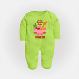 My First Ayudha Puja Divine Blessings Full Body Suit - LIME GREEN - New Born (Chest 7.5")