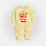 My First Ayudha Puja Divine Blessings Full Body Suit - PASTEL YELLOW - New Born (Chest 7.5")