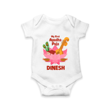 My First Ayudha Puja Divine Blessings Romper - WHITE - New Born (Chest 14")