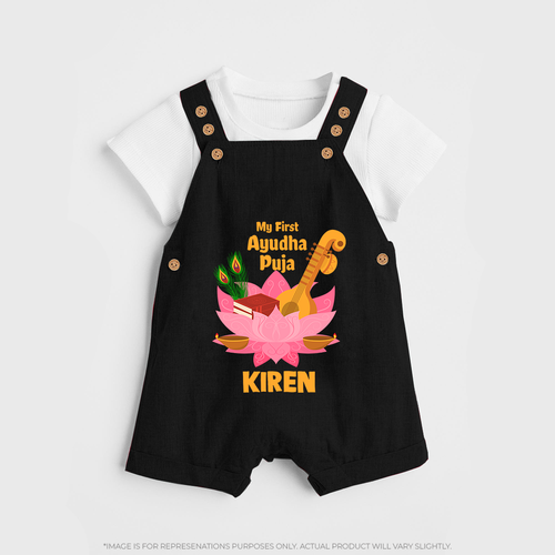 Little Devotee Ayudha Puja Dungaree Set | Personalized Baby Outfit for Celebration
