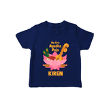 Little Devotee Ayudha Puja T-Shirt | Personalized Baby Outfit for Celebration - NAVY BLUE - 0-5 Months Old (Chest 17")
