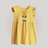  Little Saraswati Goddess Blessings Baby Frock - PASTEL YELLOW - 0 - 3 Months Old (Chest 17")