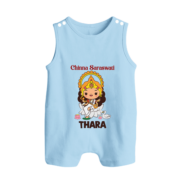 Chinna Saraswati Romper Suit | Personalized Baby Romper Suit for Ayudha Puja - BABY BLUE - 0 - 5 Months Old (Chest 18")