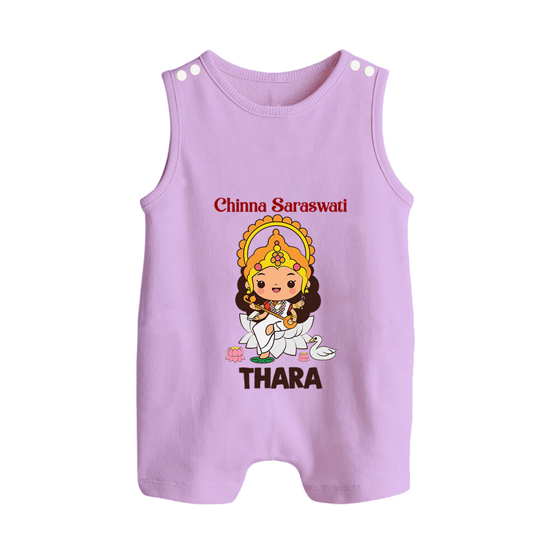 Chinna Saraswati Romper Suit | Personalized Baby Romper Suit for Ayudha Puja - LILAC - 0 - 5 Months Old (Chest 18")