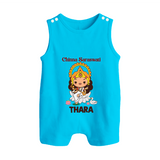 Chinna Saraswati Romper Suit | Personalized Baby Romper Suit for Ayudha Puja - SKY BLUE - 0 - 5 Months Old (Chest 18")