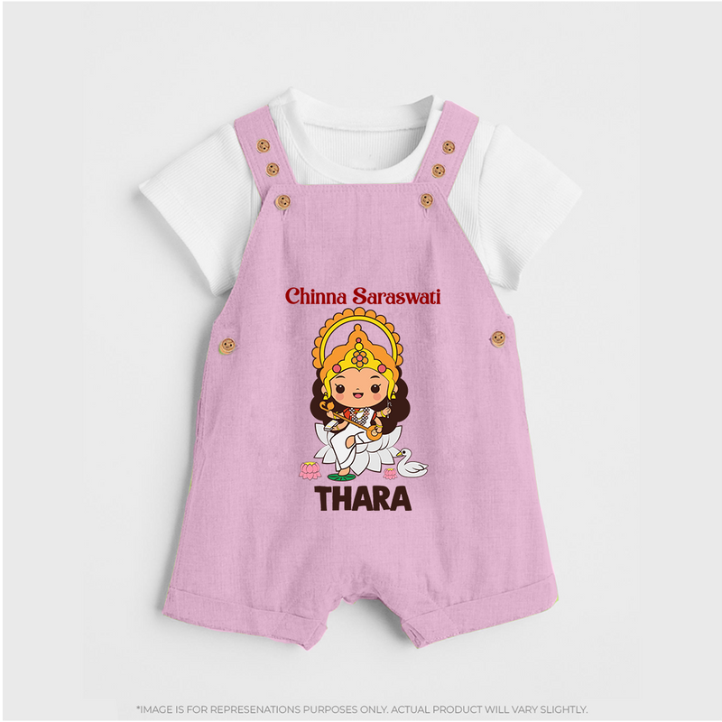 Chinna Saraswati Dungaree Set | Personalized Baby Dungaree Set for Ayudha Puja - BABY PINK - 0 - 5 Months Old (Chest 18")
