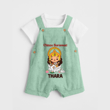 Chinna Saraswati Dungaree Set | Personalized Baby Dungaree Set for Ayudha Puja - MINT GREEN - 0 - 5 Months Old (Chest 18")