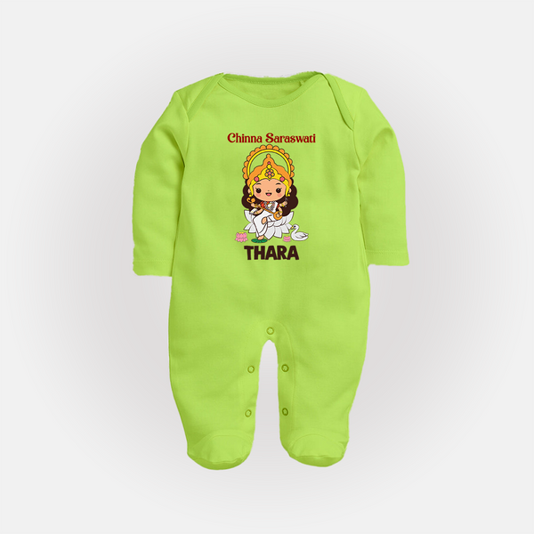  Little Saraswati Goddess Blessings Full Body Suit - LIME GREEN - New Born (Chest 7.5")