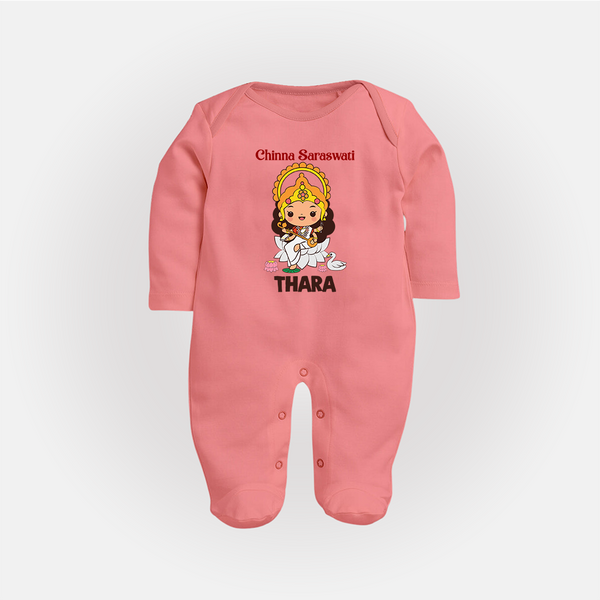  Little Saraswati Goddess Blessings Full Body Suit - PEACH - New Born (Chest 7.5")