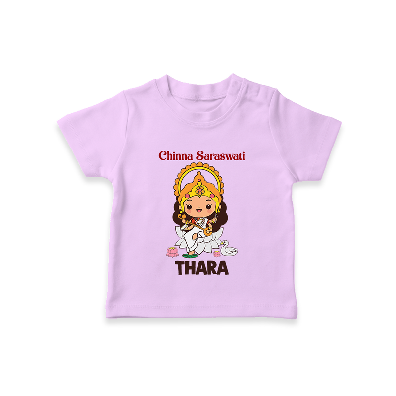 Chinna Saraswati Tshirt | Personalized Baby Tshirt for Ayudha Puja - LILAC - 0-5 Months Old (Chest 17")