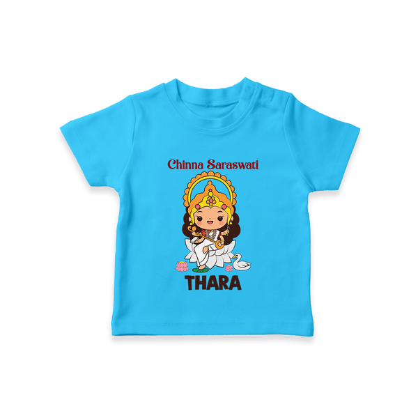  Little Saraswati Goddess Blessings T shirt - SKY BLUE - 0-5 Months Old (Chest 17")