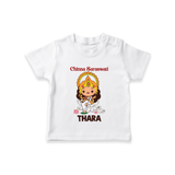 Chinna Saraswati Tshirt | Personalized Baby Tshirt for Ayudha Puja - WHITE - 0-5 Months Old (Chest 17")