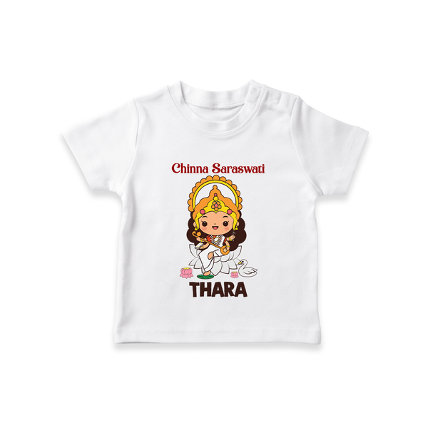  Little Saraswati Goddess Blessings T shirt - WHITE - 0-5 Months Old (Chest 17")