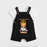 Chinna Saraswati Dungaree Set | Personalized Baby Dungaree Set for Ayudha Puja - BLACK - 0 - 5 Months Old (Chest 18")