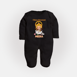 Chinna Saraswati Sleep Suit | Personalized Baby Sleep Suit for Ayudha Puja - BLACK - New Born (Chest 7.5")